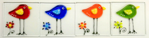 Fused glass chicks