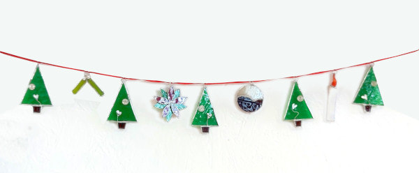 Stained glass Christmas bunting