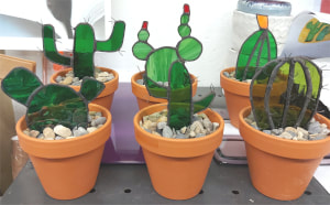 Stained glass cactus plants
