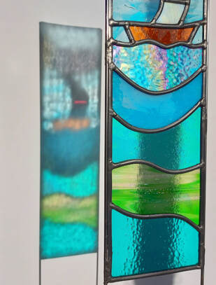 Stained glass leaded garden panel