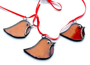 Stained glass robins bunting