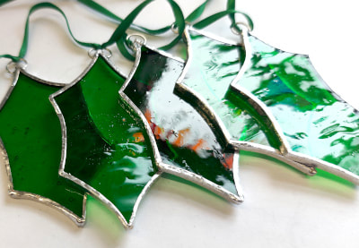 Stained glass holly bunting