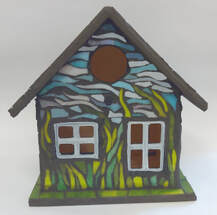Stained glass birdhouse