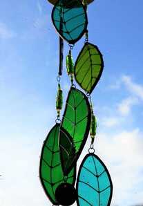 Stained glass leaf mobile