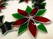 Stained glass poinsettia wreath